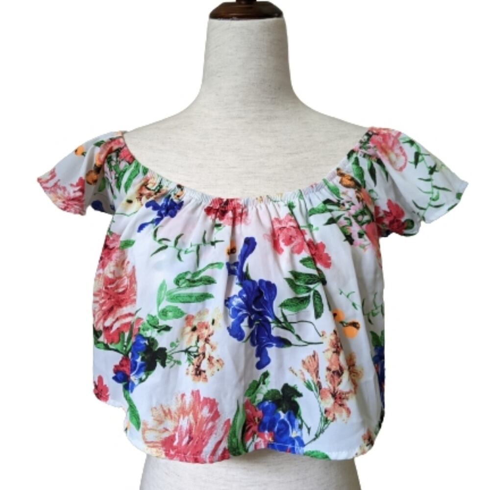 UK2LA Floral Flutter Bandeau Crop Top XS